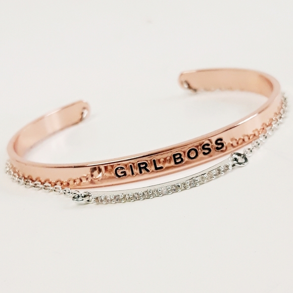 GIRL BOSS Rhinestone Rose Gold Bracelet NWOT! - Picture 3 of 8